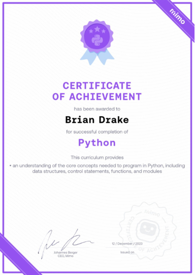 Python Certificate
